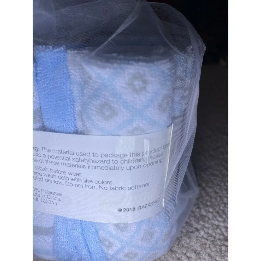 New Baby Kiss 24 Pack Baby Washcloths 9x9 Blue Gray Striped Geometric